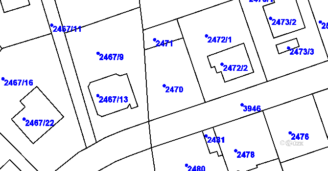 Parcela st. 2470 v KÚ Modřany, Katastrální mapa