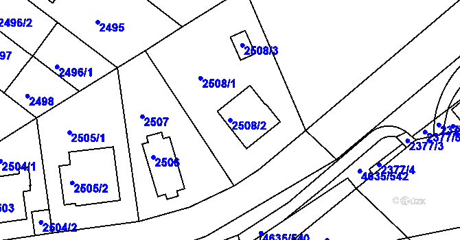 Parcela st. 2508/2 v KÚ Modřany, Katastrální mapa