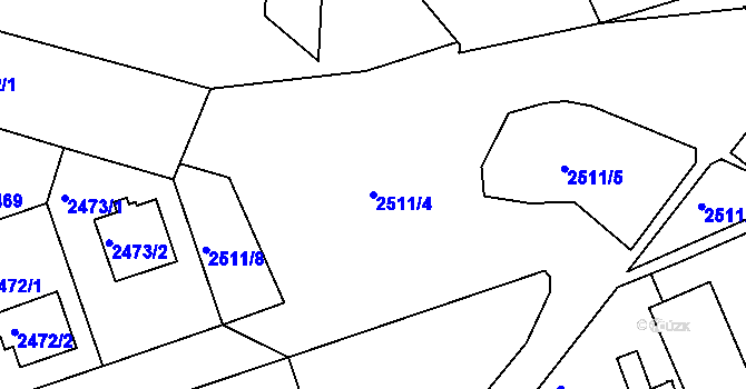 Parcela st. 2511/4 v KÚ Modřany, Katastrální mapa