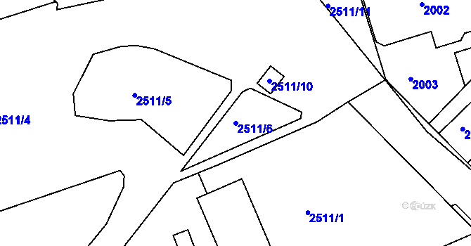 Parcela st. 2511/6 v KÚ Modřany, Katastrální mapa