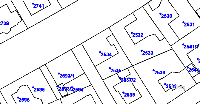 Parcela st. 2534 v KÚ Modřany, Katastrální mapa