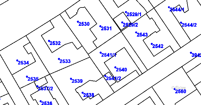 Parcela st. 2541/1 v KÚ Modřany, Katastrální mapa