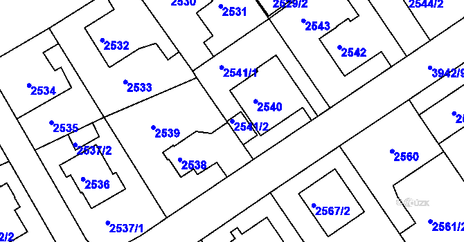 Parcela st. 2541/2 v KÚ Modřany, Katastrální mapa