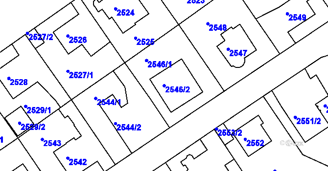 Parcela st. 2546/2 v KÚ Modřany, Katastrální mapa