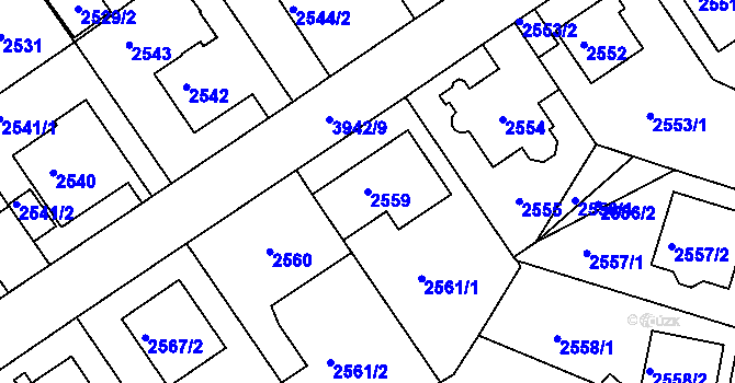 Parcela st. 2559 v KÚ Modřany, Katastrální mapa
