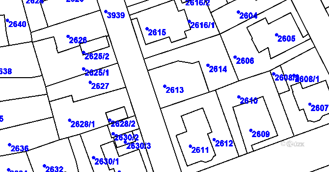 Parcela st. 2613 v KÚ Modřany, Katastrální mapa