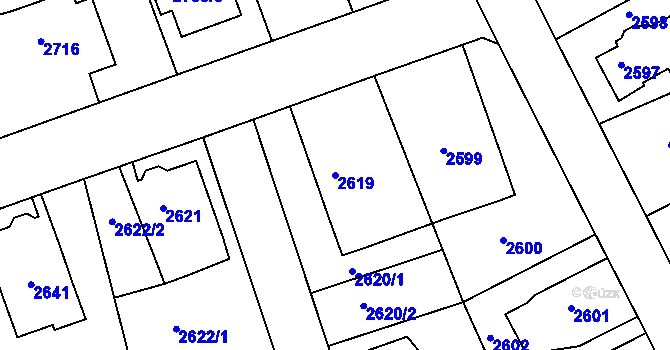 Parcela st. 2619 v KÚ Modřany, Katastrální mapa