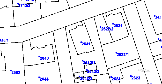 Parcela st. 2641 v KÚ Modřany, Katastrální mapa
