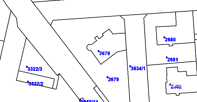 Parcela st. 2678 v KÚ Modřany, Katastrální mapa
