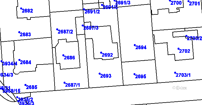 Parcela st. 2692 v KÚ Modřany, Katastrální mapa