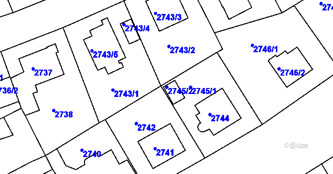 Parcela st. 2745/2 v KÚ Modřany, Katastrální mapa