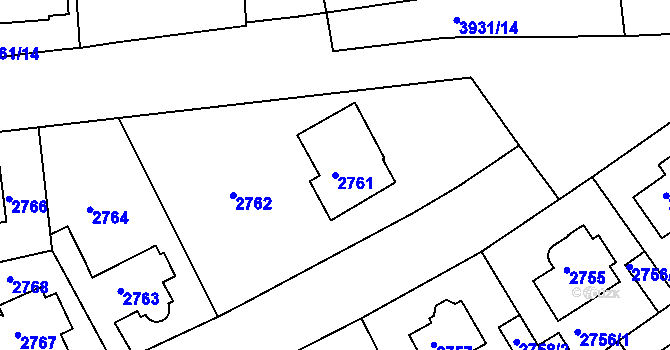 Parcela st. 2761 v KÚ Modřany, Katastrální mapa