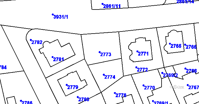 Parcela st. 2773 v KÚ Modřany, Katastrální mapa