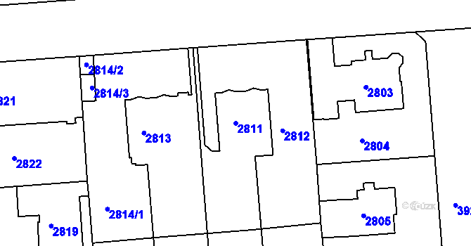 Parcela st. 2811 v KÚ Modřany, Katastrální mapa