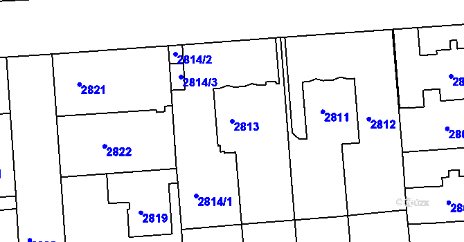 Parcela st. 2813 v KÚ Modřany, Katastrální mapa