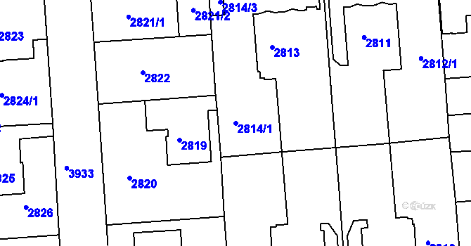 Parcela st. 2814/1 v KÚ Modřany, Katastrální mapa