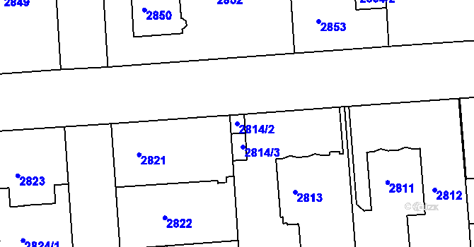 Parcela st. 2814/2 v KÚ Modřany, Katastrální mapa