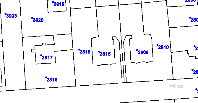 Parcela st. 2815 v KÚ Modřany, Katastrální mapa