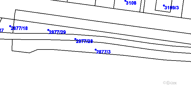 Parcela st. 2877/3 v KÚ Modřany, Katastrální mapa