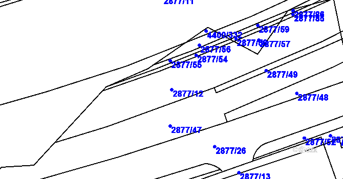Parcela st. 2877/12 v KÚ Modřany, Katastrální mapa