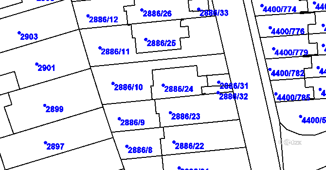 Parcela st. 2886/24 v KÚ Modřany, Katastrální mapa