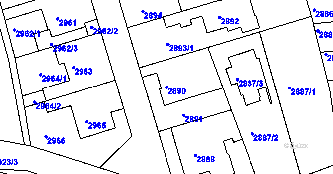 Parcela st. 2890 v KÚ Modřany, Katastrální mapa