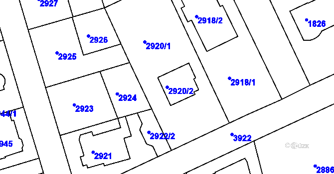 Parcela st. 2920/2 v KÚ Modřany, Katastrální mapa