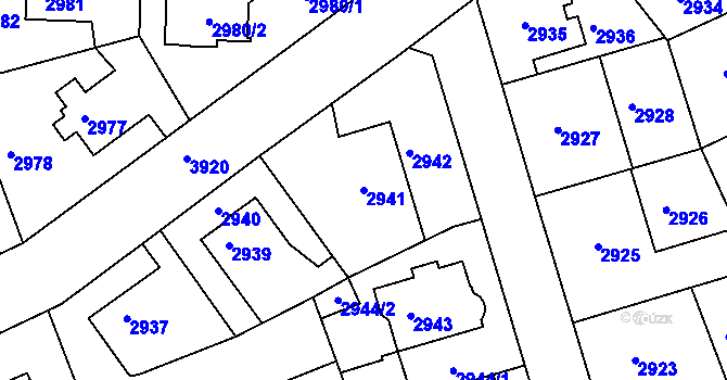 Parcela st. 2941 v KÚ Modřany, Katastrální mapa