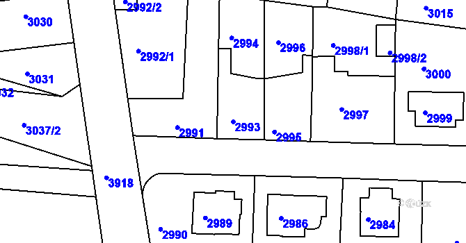 Parcela st. 2993 v KÚ Modřany, Katastrální mapa