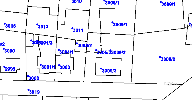 Parcela st. 3005/2 v KÚ Modřany, Katastrální mapa