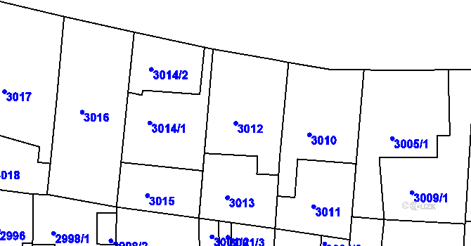 Parcela st. 3012 v KÚ Modřany, Katastrální mapa