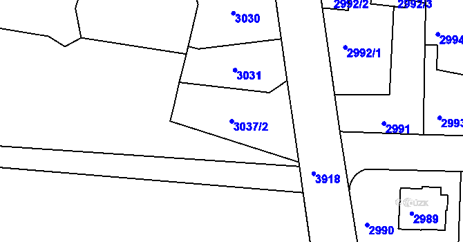 Parcela st. 3037/2 v KÚ Modřany, Katastrální mapa
