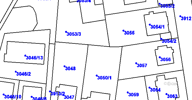 Parcela st. 3051/3 v KÚ Modřany, Katastrální mapa
