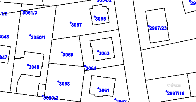 Parcela st. 3063 v KÚ Modřany, Katastrální mapa
