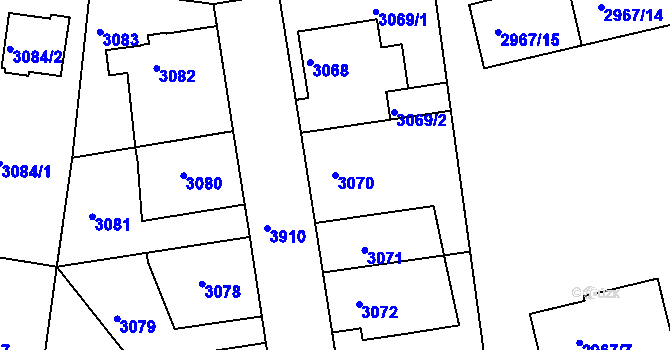 Parcela st. 3070 v KÚ Modřany, Katastrální mapa