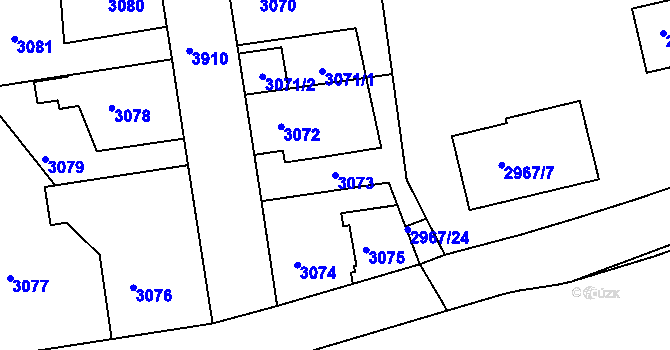 Parcela st. 3073 v KÚ Modřany, Katastrální mapa