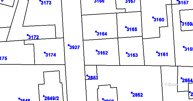 Parcela st. 3162 v KÚ Modřany, Katastrální mapa