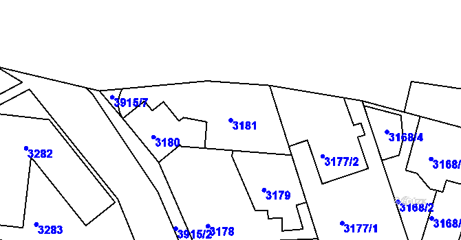 Parcela st. 3181 v KÚ Modřany, Katastrální mapa