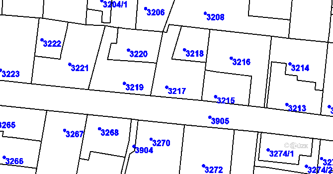 Parcela st. 3217 v KÚ Modřany, Katastrální mapa