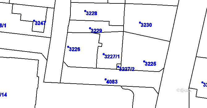 Parcela st. 3227/1 v KÚ Modřany, Katastrální mapa
