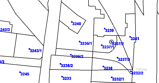 Parcela st. 3235/1 v KÚ Modřany, Katastrální mapa