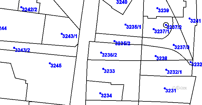 Parcela st. 3236/2 v KÚ Modřany, Katastrální mapa