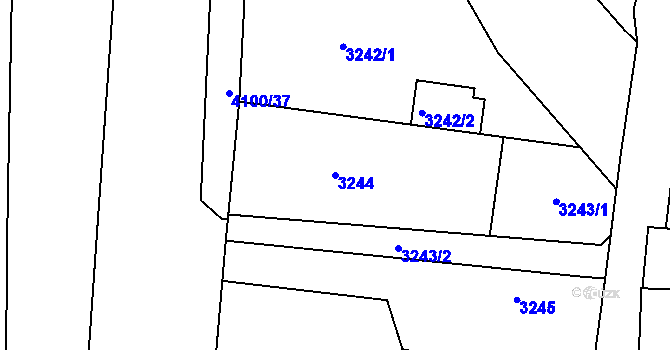 Parcela st. 3244 v KÚ Modřany, Katastrální mapa