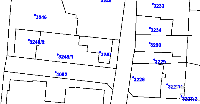 Parcela st. 3247 v KÚ Modřany, Katastrální mapa