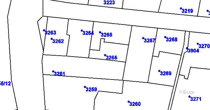 Parcela st. 3266 v KÚ Modřany, Katastrální mapa