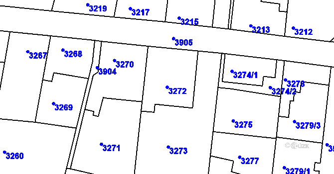 Parcela st. 3272 v KÚ Modřany, Katastrální mapa