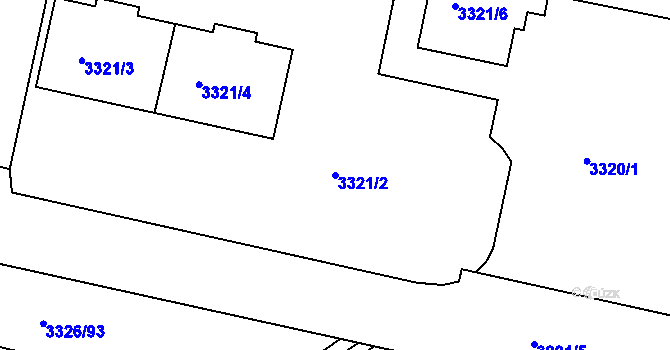 Parcela st. 3321/2 v KÚ Modřany, Katastrální mapa