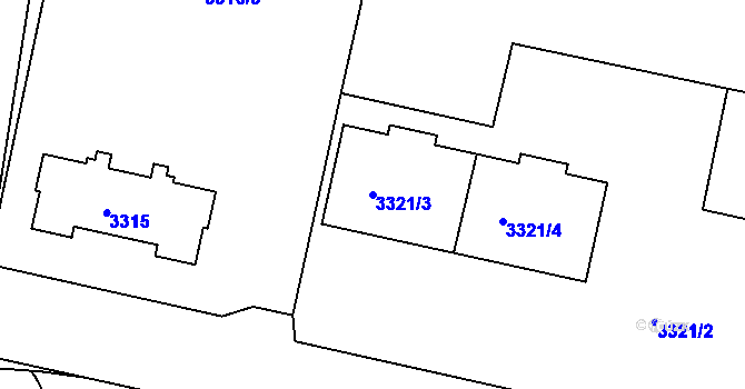 Parcela st. 3321/3 v KÚ Modřany, Katastrální mapa