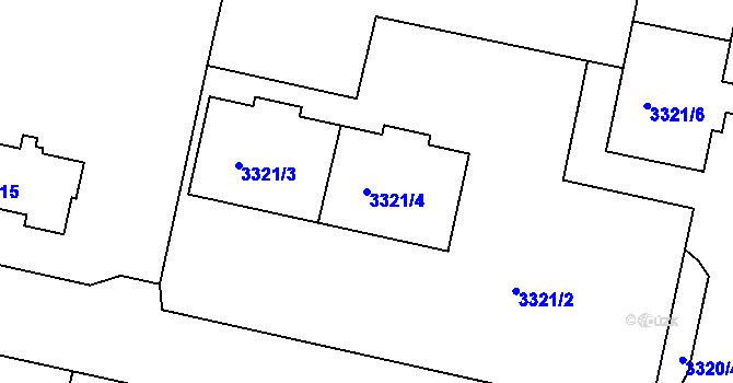 Parcela st. 3321/4 v KÚ Modřany, Katastrální mapa