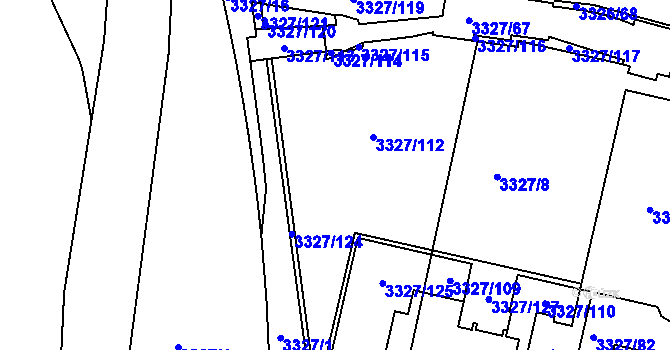 Parcela st. 3327/1 v KÚ Modřany, Katastrální mapa